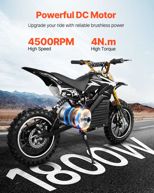 1800W Electric Brushless DC Motor Kit - 48V 4500rpm Motor with Upgraded Speed Controller, Throttle Grip Kit for Go Karts E - Bike Motorcycle Scooter - Powersport Electric Scooters