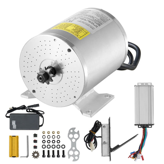 1800W Electric Brushless DC Motor Kit - 48V 4500rpm Motor with Upgraded Speed Controller and Foot Pedal Throttle Kit for Go Karts E - Bike Motorcycle Scooter DIY - Powersport Electric Scooters