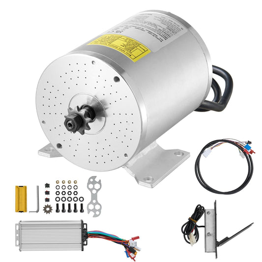 1800W Electric Brushless DC Motor Kit - 48V 4500rpm Motor with Upgraded Speed Controller and Foot Pedal Throttle Kit for Go Karts E - Bike Motorcycle Scooter DIY - Powersport Electric Scooters