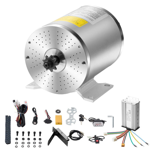 1800W Electric Brushless DC Motor Kit - 48V 4500rpm Motor with Upgraded Speed Controller, Foot Pedal and Throttle Grip Kit for Go Karts E - Bike Motorcycle Scooter - Powersport Electric Scooters