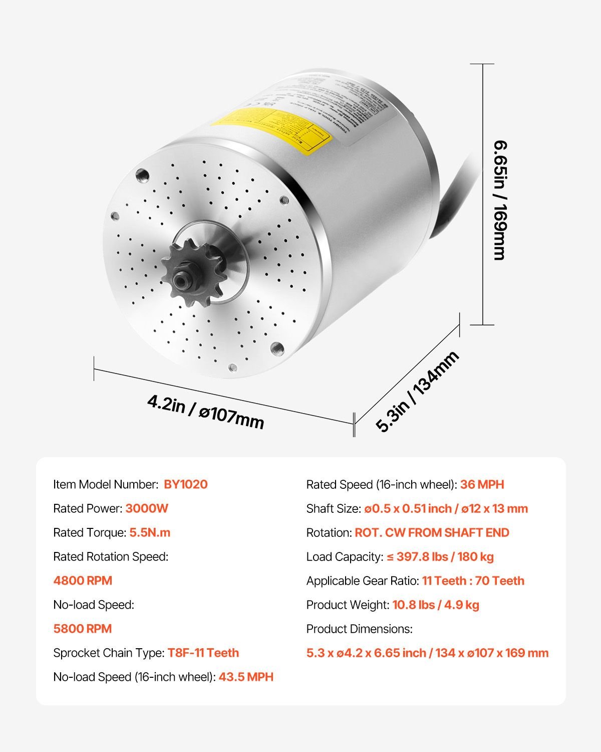 3000W Electric Brushless DC Motor, 60V 4800rpm Go Kart Electric Motor, Electric Dirt Bike Motor Engine for E - Bike Motorcycle Scooter DIY - Powersport Electric Scooters