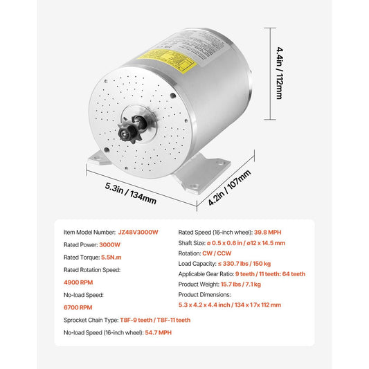 3000W Electric Brushless DC Motor Kit - 72V 4900rpm Motor with Upgraded Speed Controller and Throttle Grip Kit for Go Karts E - Bike Motorcycle Scooter DIY - Powersport Electric Scooters