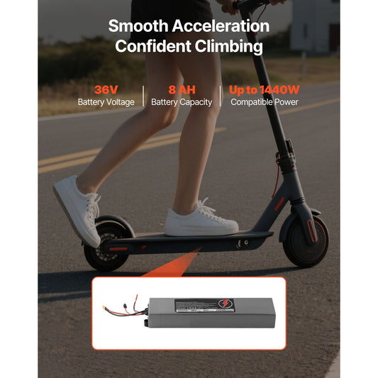 36V 8Ah Lithium Scooter Battery Pack with Smart BMS & Charger - Ideal Replacement for M365 Models - Powersport Electric Scooters