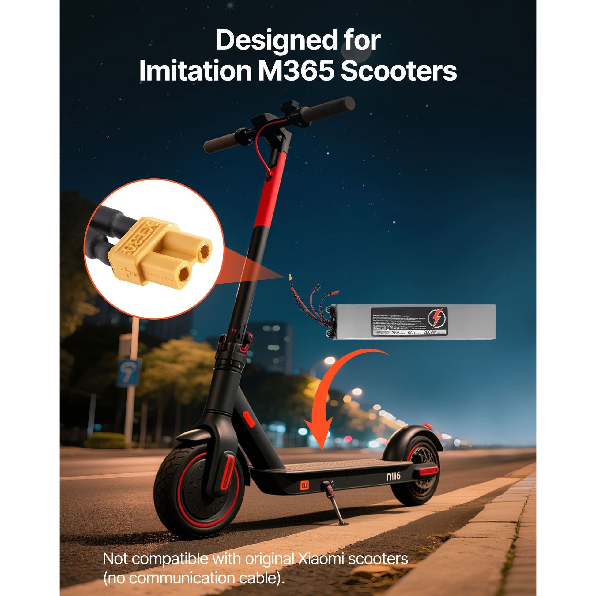 36V 8Ah Lithium Scooter Battery Pack with Smart BMS & Charger - Ideal Replacement for M365 Models - Powersport Electric Scooters