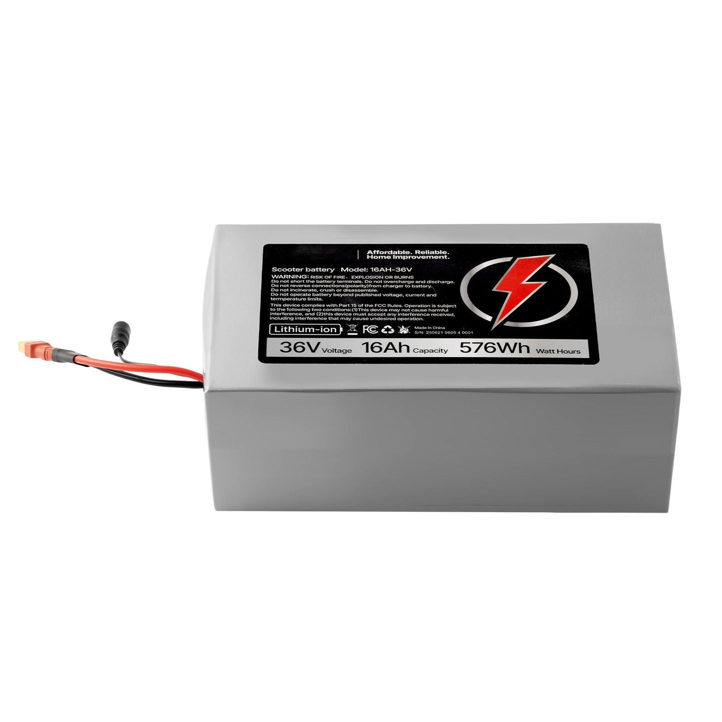 36V Electric Scooter Battery, 16Ah, Ebike Lithium Battery Pack with 30A BMS, Charger, T - Plug Expansion Cable, 500+ Cycles, Compatible with 2880W Motors, for Electric Bikes Bicycles, Scooters - Powersport Electric Scooters