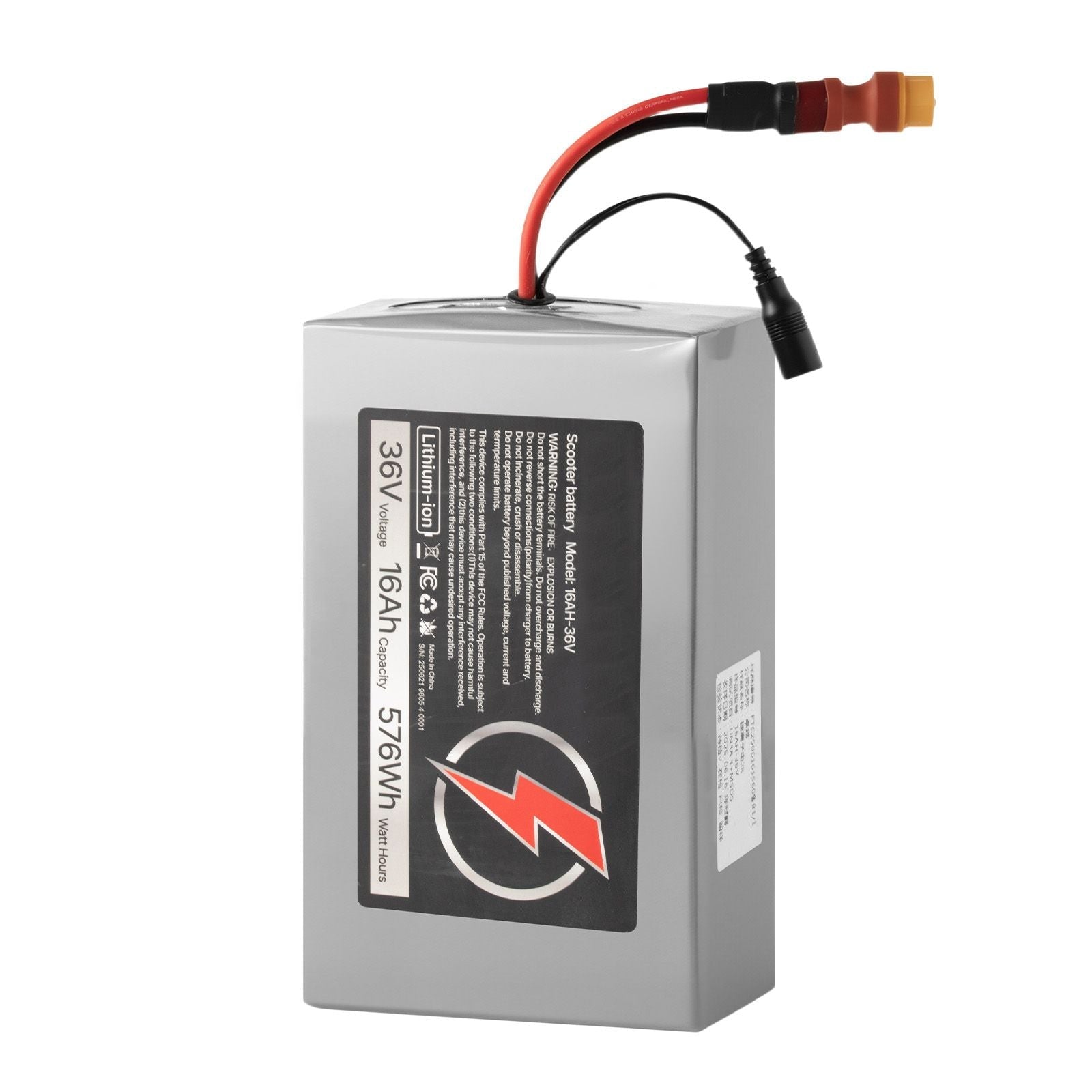 36V Electric Scooter Battery, 16Ah, Ebike Lithium Battery Pack with 30A BMS, Charger, T - Plug Expansion Cable, 500+ Cycles, Compatible with 2880W Motors, for Electric Bikes Bicycles, Scooters - Powersport Electric Scooters