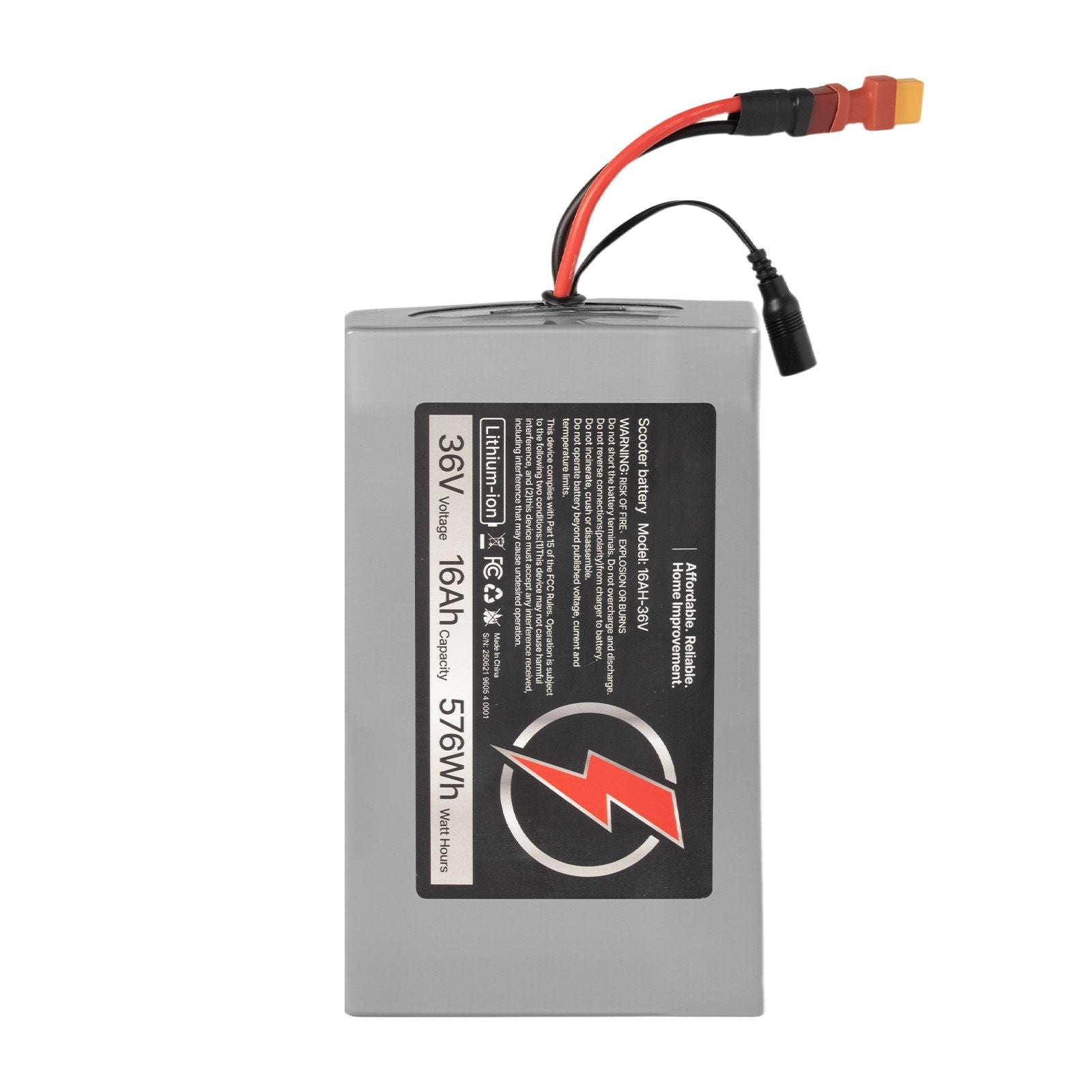 36V Electric Scooter Battery, 16Ah, Ebike Lithium Battery Pack with 30A BMS, Charger, T - Plug Expansion Cable, 500+ Cycles, Compatible with 2880W Motors, for Electric Bikes Bicycles, Scooters - Powersport Electric Scooters