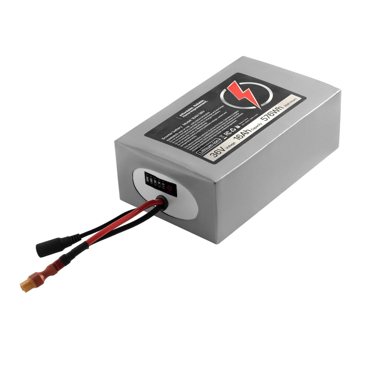 36V Electric Scooter Battery, 16Ah, Ebike Lithium Battery Pack with 30A BMS, Charger, T - Plug Expansion Cable, 500+ Cycles, Compatible with 2880W Motors, for Electric Bikes Bicycles, Scooters - Powersport Electric Scooters