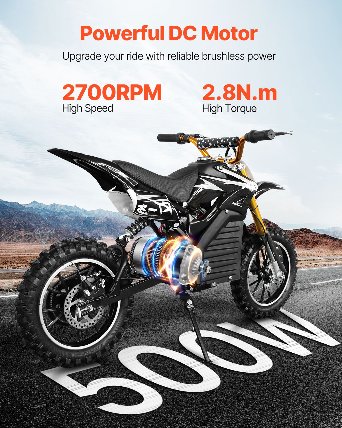 500W Electric Brushless DC Motor Kit - 48V 2700rpm Motor with Upgraded Speed Controller for Go Karts E - Bike Motorcycle Scooter - Powersport Electric Scooters