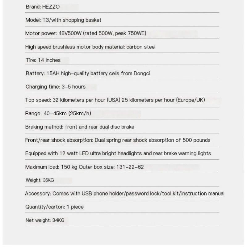 Durable and Dependable: T3 Hezzo E - Bike for Daily Use - Powersport Electric Scooters