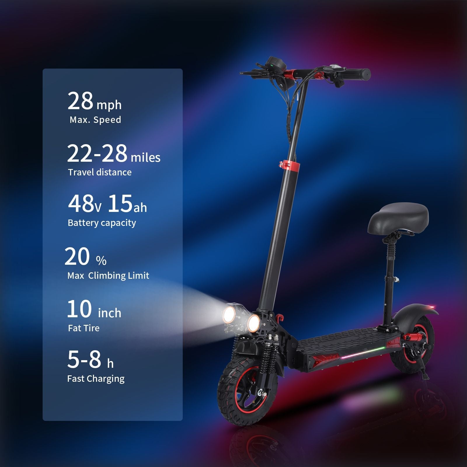 WHOSU Adult Electric Scooter with Removable Seat, 1200W Motor, Max 35mph, 33 Miles, 11" Off Road Tires, Fast Electric Scooter for Adults, E Scooter w/ 4 Braking System - Powersport Electric Scooters